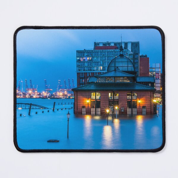 Item preview, Flooding at the fish market during the blue hour designed and sold by elbvue.