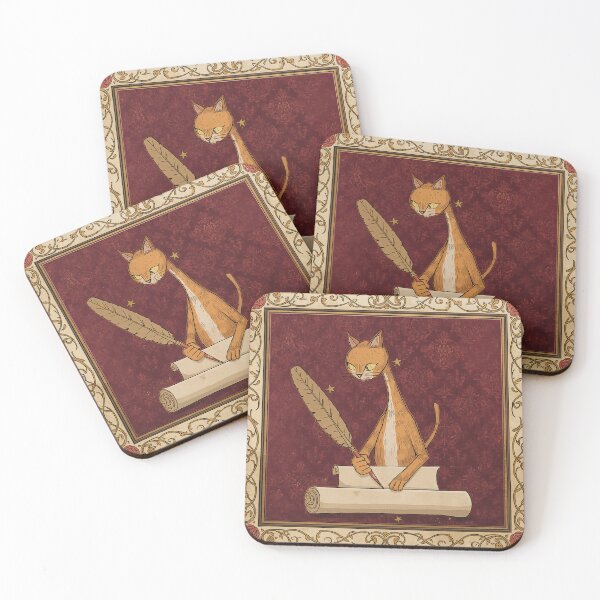 Item preview, Ginger Tabby Cat Writing Scroll Medieval Art designed and sold by PictorialWhimsy.