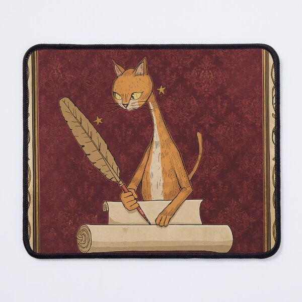 Item preview, Ginger Tabby Cat Writing Scroll Medieval Art designed and sold by PictorialWhimsy.