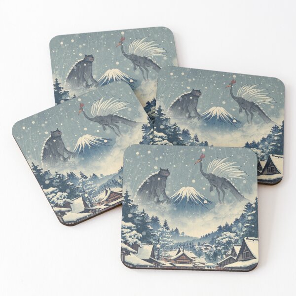 Item preview, Winter Lantern Village – Japanese Ukiyo-e Kaiju Landscape designed and sold by Vandy Fullam.