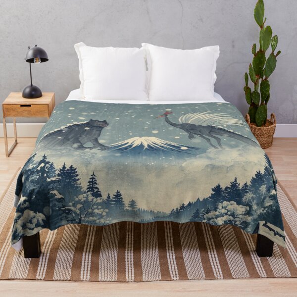 Item preview, Winter Lantern Village – Japanese Ukiyo-e Kaiju Landscape designed and sold by Vandy Fullam.