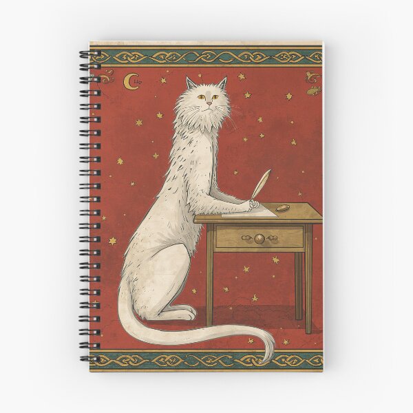 Item preview, White Cat Writing Letter Medieval Art designed and sold by PictorialWhimsy.