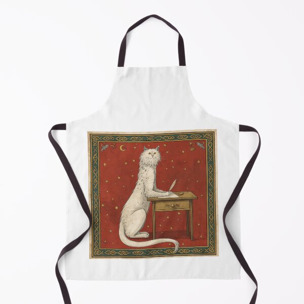 Item preview, White Cat Writing Letter Medieval Art designed and sold by PictorialWhimsy.