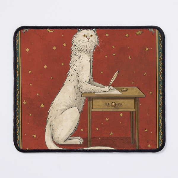 Item preview, White Cat Writing Letter Medieval Art designed and sold by PictorialWhimsy.