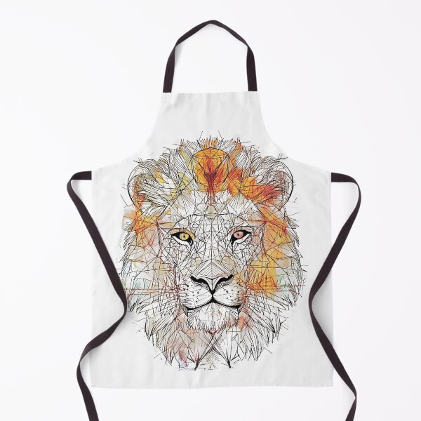 Item preview, Lion geometric black and white with circle, designer graphite nature print designed and sold by Encreable.
