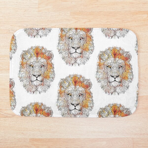 Item preview, Lion geometric black and white with circle, designer graphite nature print designed and sold by Encreable.
