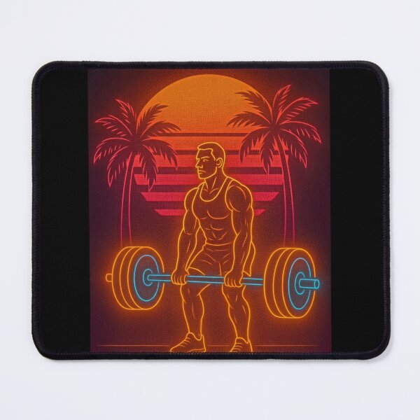 Item preview, Neon Bodybuilder Sunset / Fitness in Neon Sunset – Miami Gym Retro Design designed and sold by Gletschie.