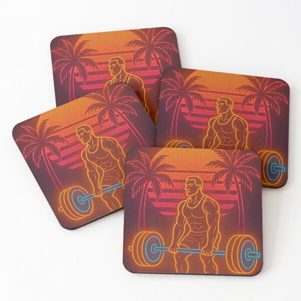Item preview, Neon Bodybuilder Sunset / Fitness in Neon Sunset – Miami Gym Retro Design designed and sold by Gletschie.