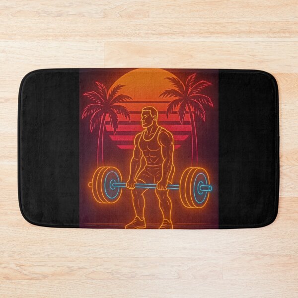 Item preview, Neon Bodybuilder Sunset / Fitness in Neon Sunset – Miami Gym Retro Design designed and sold by Gletschie.