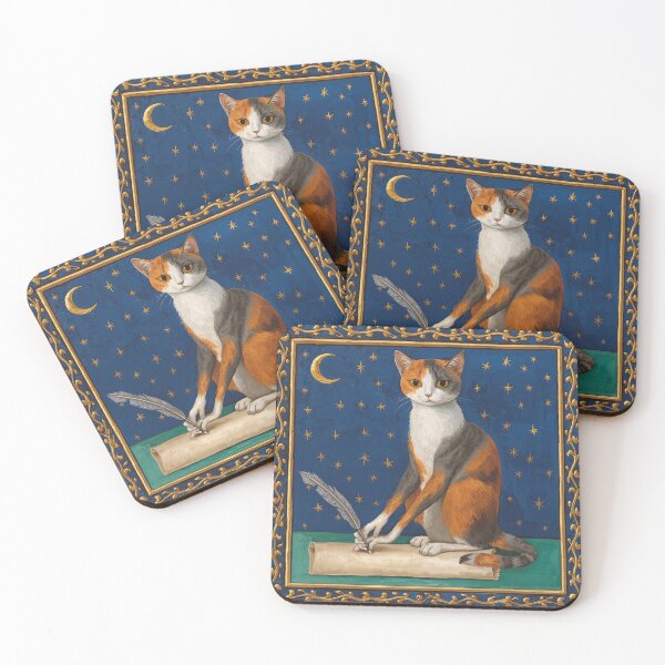 Item preview, Calico Cat Quill Medieval Art designed and sold by PictorialWhimsy.