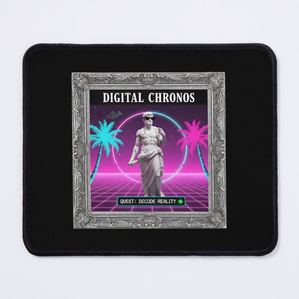Item preview, Digital Chronos: Decode Reality Vaporwave Statue with Pyramids designed and sold by DailyVibesMerch.