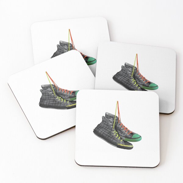 Item preview, Grunge Plaid Hi-Top Sneakers — Neon Laces & Green Toe Cap Art designed and sold by HBDStudio.