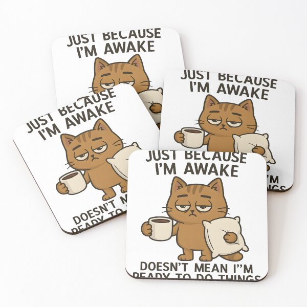 Item preview, Grumpy Cartoon Cat with Coffee & Pillow – Funny Wake-Up Quote T-Shirt Design designed and sold by Motorsport Car Gadgets.