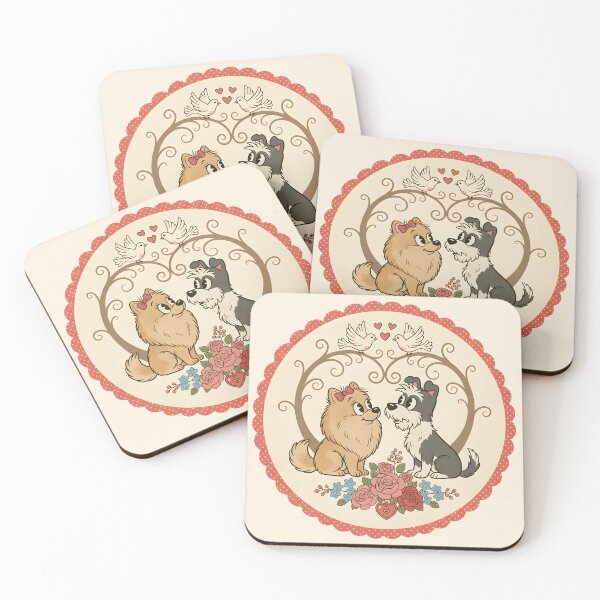 Item preview, Vintage Romantic Dog Couple in Floral Frame designed and sold by dreephic22.