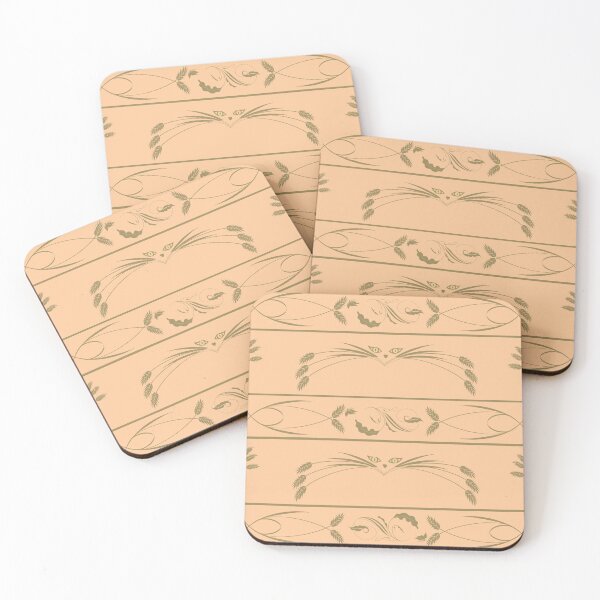 Item preview, Golden Whiskers Cat Border Pattern in Peach designed and sold by akneeland603.