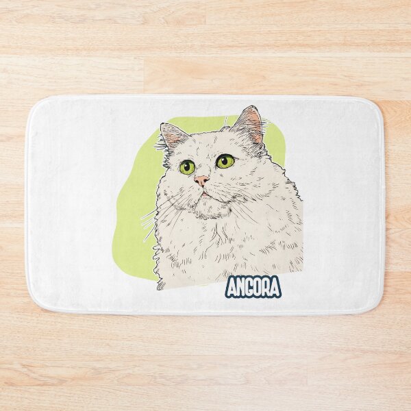 Item preview, Green-Eyed Guardian: Stylized White Angora Cat with Bold Personality designed and sold by ForeverPrintsOK.