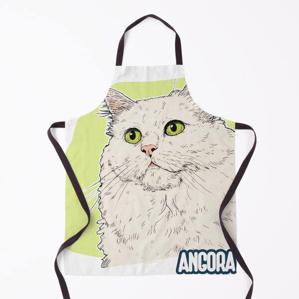 Item preview, Green-Eyed Guardian: Stylized White Angora Cat with Bold Personality designed and sold by ForeverPrintsOK.