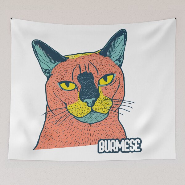 Item preview, Psychedelic Burmese Cat – Pop Art Feline with Attitude designed and sold by ForeverPrintsOK.