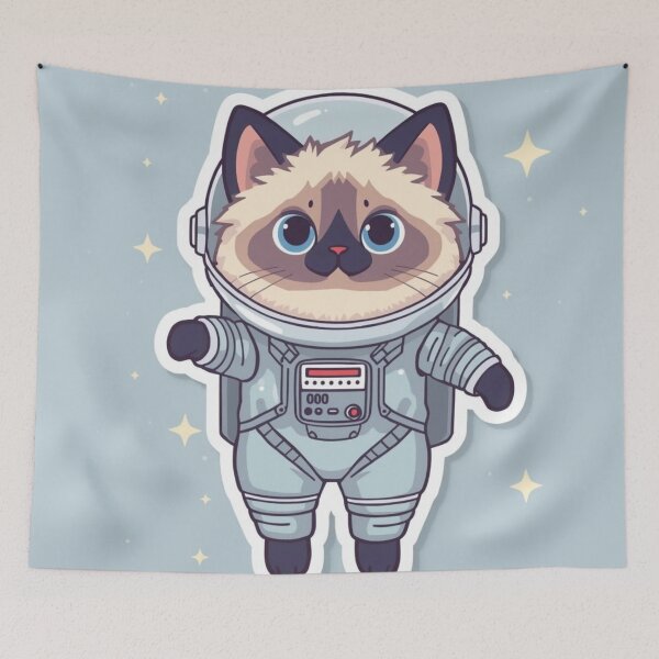 Item preview, Fluffy Siamese Cat Floating in Space designed and sold by Siamcatshop.