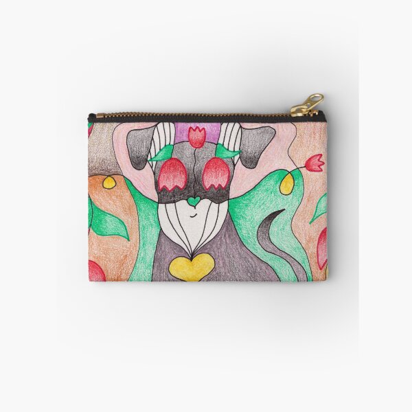 Item preview, Colorful Mini Schnauzer Drawing with Tulips designed and sold by nenanamart.