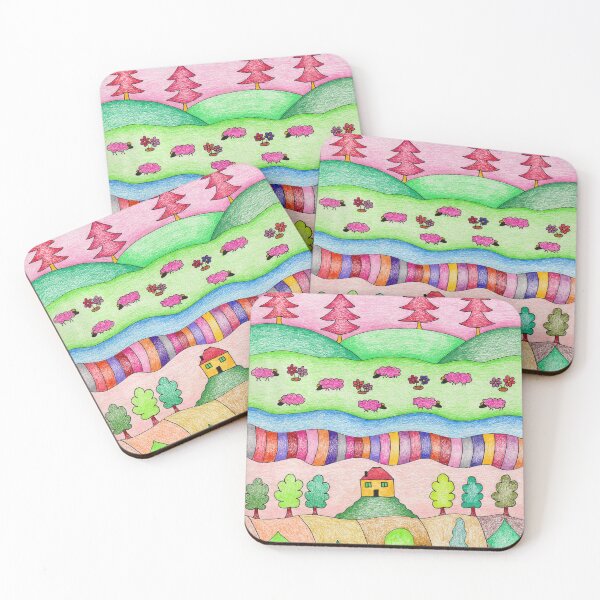 Item preview, Colorful Village Landscape Drawing designed and sold by nenanamart.