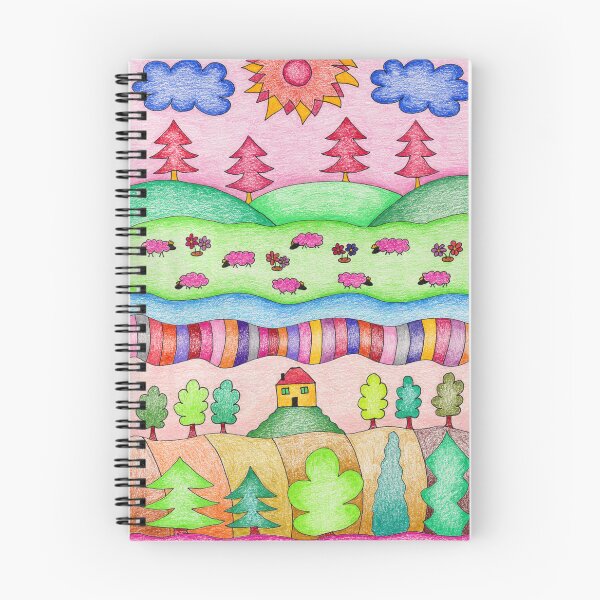 Item preview, Colorful Village Landscape Drawing designed and sold by nenanamart.