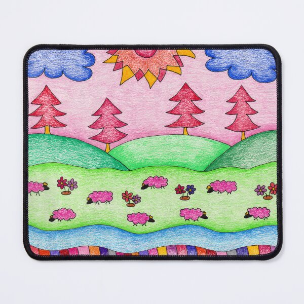 Item preview, Colorful Village Landscape Drawing designed and sold by nenanamart.