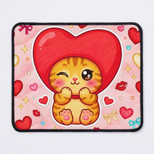 Item preview, Kawaii Valentine's Day Kitten Red Heart Chibi designed and sold by JOSTH.