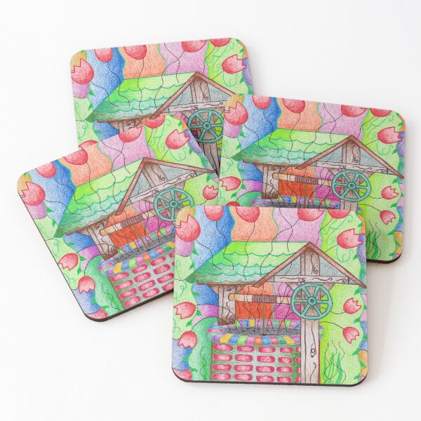 Item preview, Whimsical Well with Tulips designed and sold by nenanamart.
