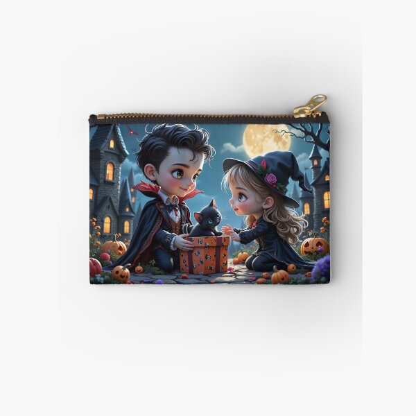 Item preview, The Scenery of Cute Vampire Boy and Witch Girl in Halloween Night designed and sold by Pim-Crystal.