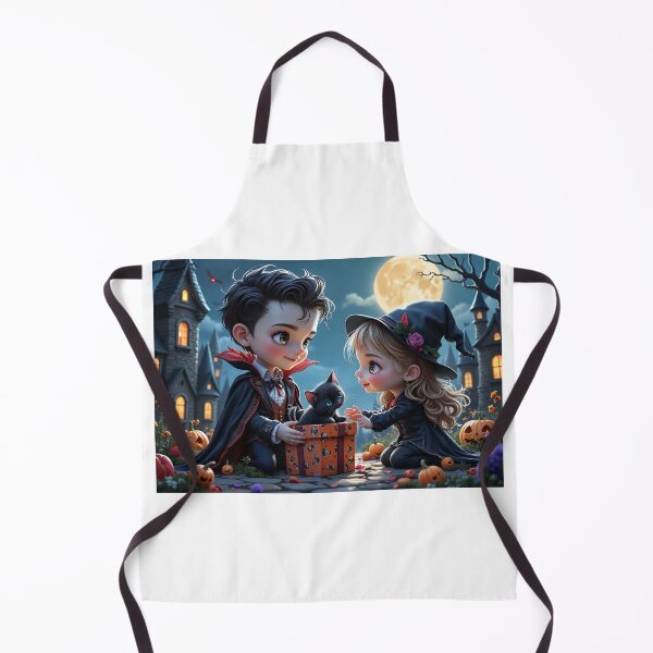 Item preview, The Scenery of Cute Vampire Boy and Witch Girl in Halloween Night designed and sold by Pim-Crystal.