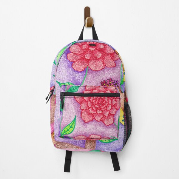 Item preview, Red Peonies and Nightingale Whimsical Colored Pencil Illustration designed and sold by nenanamart.