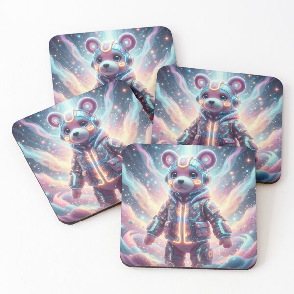Item preview, Neon Dreamer Bear – Futuristic Cyberpunk Teddy in Cosmic Glow designed and sold by PLUSHIWORLDtm.
