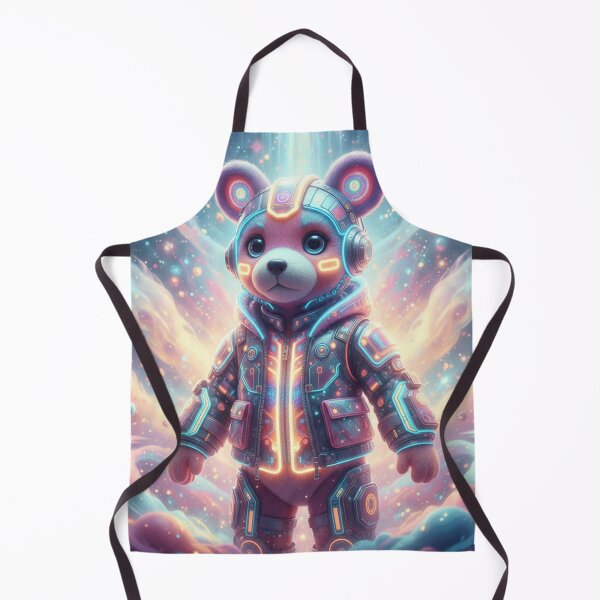 Item preview, Neon Dreamer Bear – Futuristic Cyberpunk Teddy in Cosmic Glow designed and sold by PLUSHIWORLDtm.