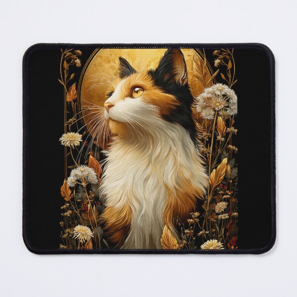 Item preview, Calico Cat Portrait with Floral Accents designed and sold by PetsArt.