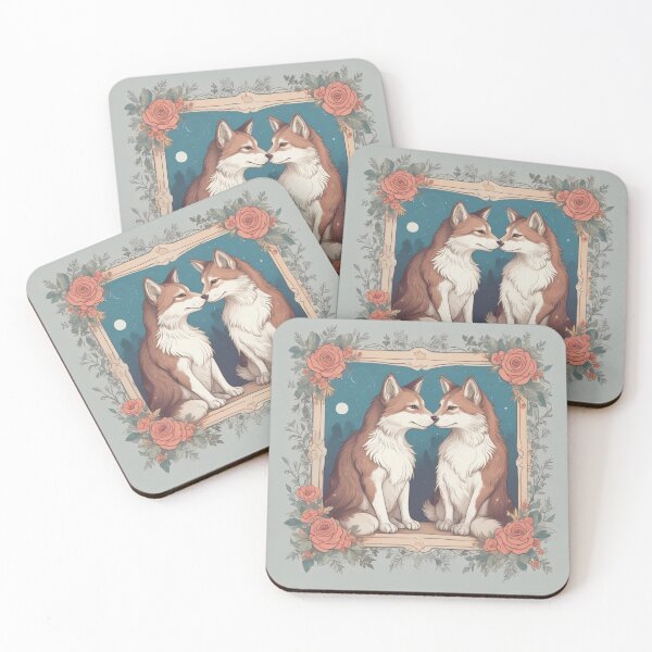 Item preview, Romantic Fox Couple Embraced by Roses designed and sold by Help De Helpers.