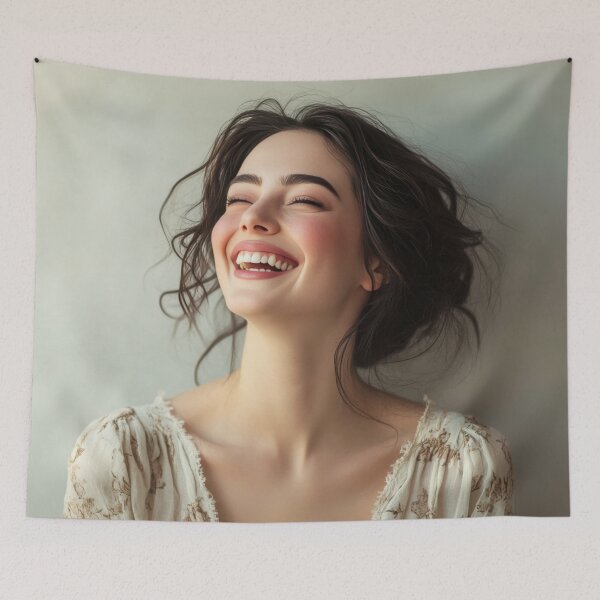 Item preview, Joyful young woman smiling brightly designed and sold by anytka.