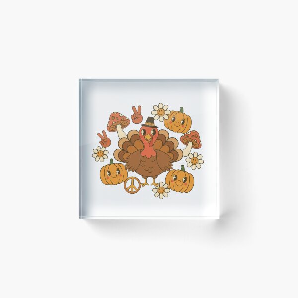 Item preview, Groovy Retro Thanksgiving Vibes | 70s Fall Aesthetic Turkey & Pumpkins designed and sold by Kayshies8120.
