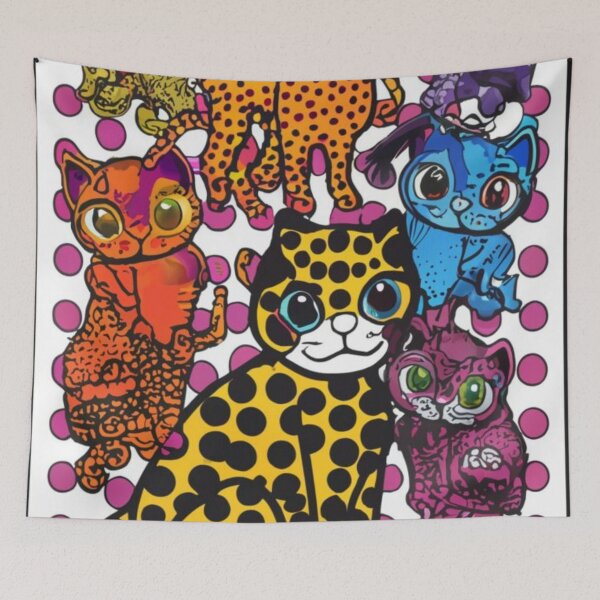 Item preview, Funny cats,  style, children's illustration, funny graphics, decoration style, animal picture, vivid colors designed and sold by gulka8.