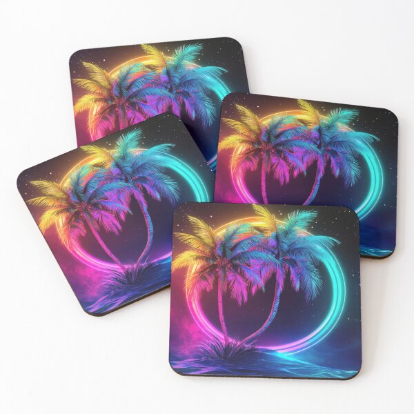 Item preview, Vibrant neon palm trees at night designed and sold by anytka.