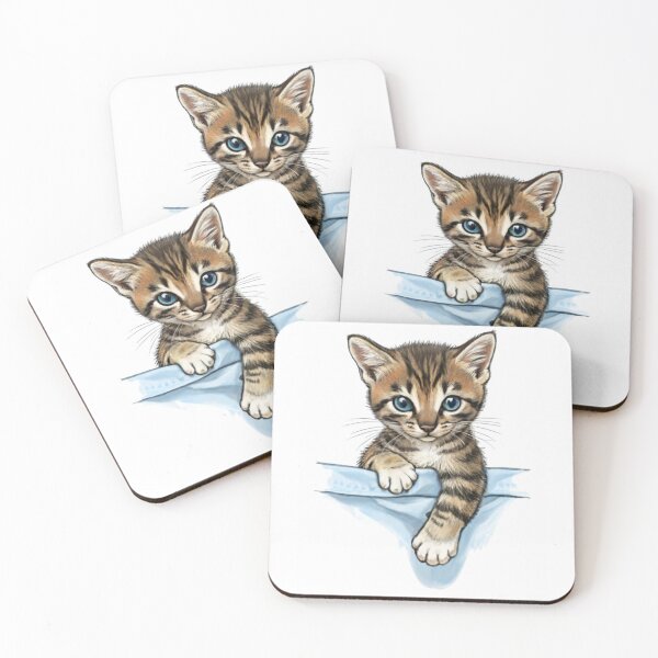 Item preview, a mischievous kitten seemingly climbing up the hem of a T-shirt, its tiny paws gripping the fabric as it curiously peeks over the edge., conceptual art, illustration, vivid, anime designed and sold by gulka8.