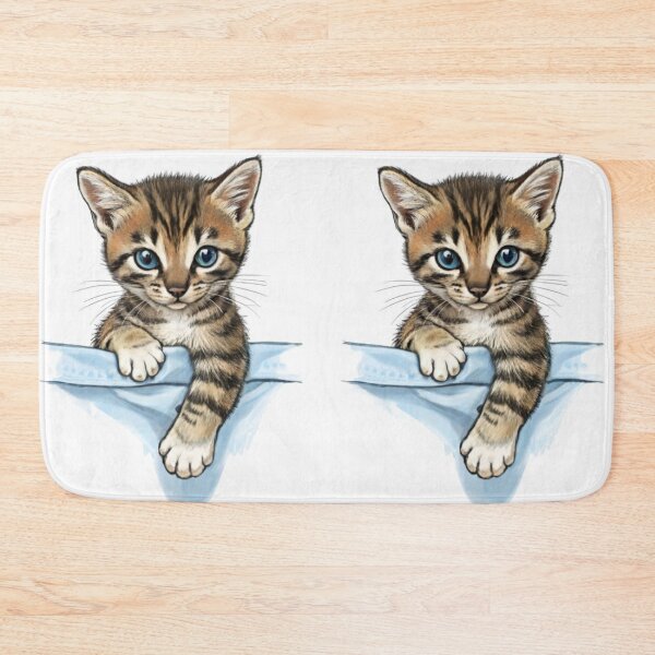 Item preview, a mischievous kitten seemingly climbing up the hem of a T-shirt, its tiny paws gripping the fabric as it curiously peeks over the edge., conceptual art, illustration, vivid, anime designed and sold by gulka8.