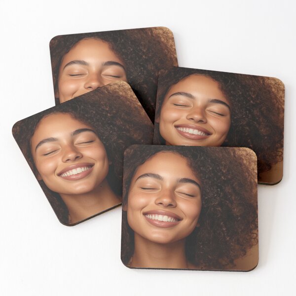 Item preview, Happy curly-haired woman designed and sold by anytka.
