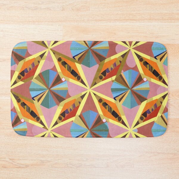 Item preview, a pattern containing angular shapes, such as triangles and trapezoids, arranged in a dynamic and energetic composition. vibrant color palettes designed and sold by gulka8.