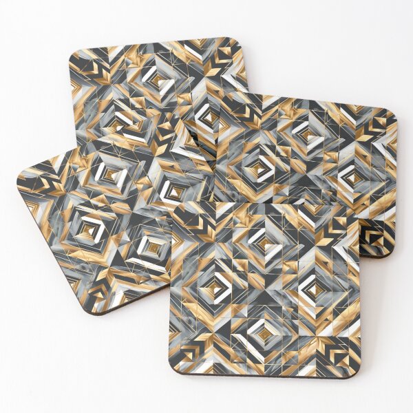 Item preview, refined pattern, with clean lines, and geometric shapes, in metallic finishes such as gold, silver, designed and sold by gulka8.