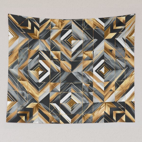 Item preview, refined pattern, with clean lines, and geometric shapes, in metallic finishes such as gold, silver, designed and sold by gulka8.