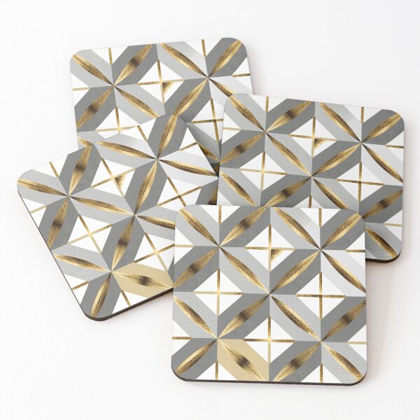 Item preview, pattern with clean lines, geometric shapes, in metallic finishes such as gold, designed and sold by gulka8.