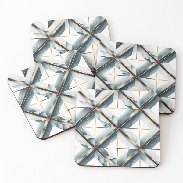 Item preview, pattern with clean lines, geometric shapes, in metallic finishes such as gold, designed and sold by gulka8.