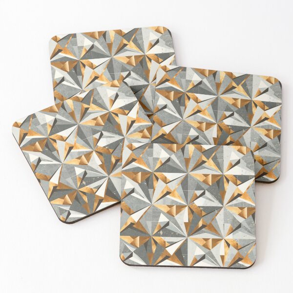 Item preview, pattern with clean lines, geometric shapes, in metallic finishes such as gold, designed and sold by gulka8.