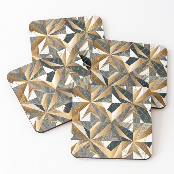 Item preview, pattern with clean lines, geometric shapes, in metallic finishes such as gold, designed and sold by gulka8.